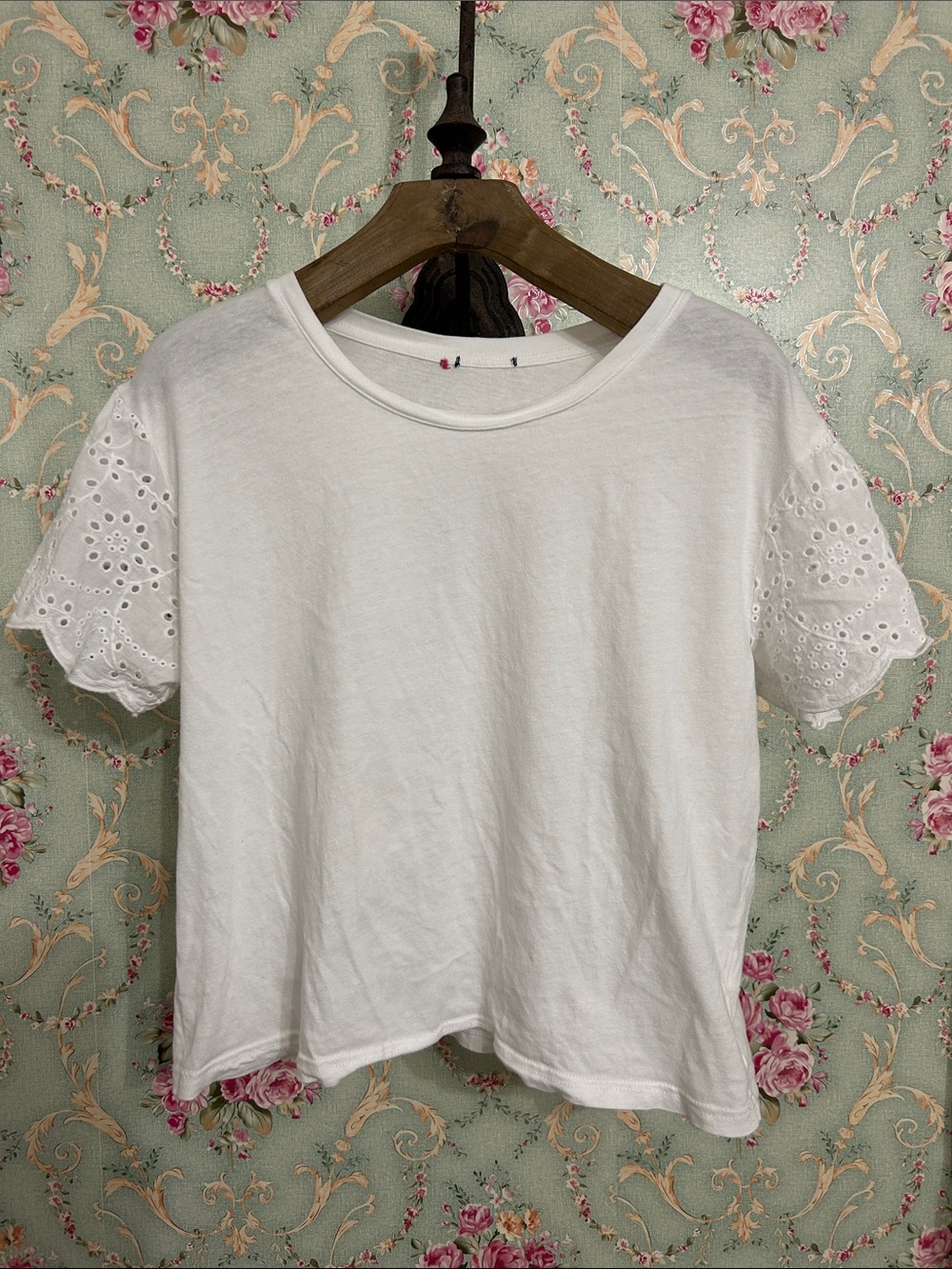 RAILS white embroidered eyelet short sleeve babydoll t-shirt top size multi EUC - Picture 4 of 10